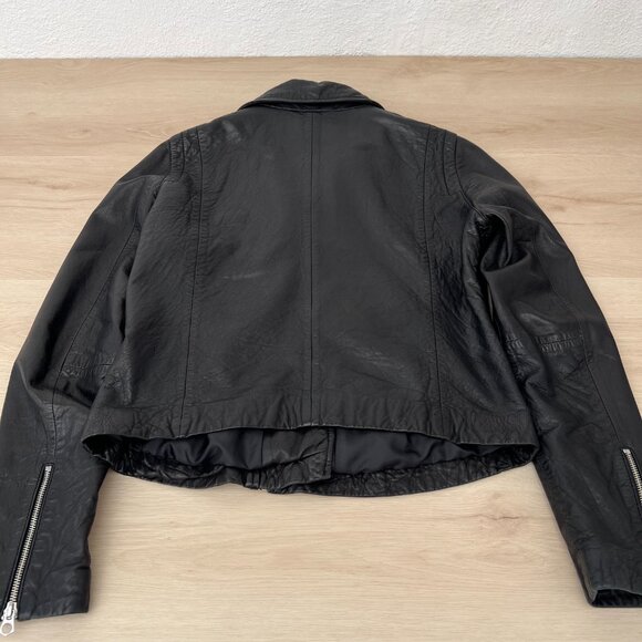 Madewell Classic Washed Black Leather Moto Jacket / Silver Hardware Large - Picture 3 of 15